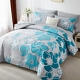 thumbnail image 1 of Flymme King Size Comforter Sets,7 Pieces Blue Bed in a Bag Floral Comforter and Sheet Set,Soft Microfiber Complete Bedding Sets for All Seasons, 1 of 8
