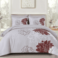 thumbnail image 1 of Flymme King Size Comforter Sets 7 Pieces Red Floral Bed in a Bag Gray Elegant Flower Bed Set King Botanical Comforter Set with Sheets for Women Man, 1 of 8