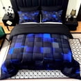 thumbnail image 1 of Flymme Queen Comforter Set,3 Piece Neon Geometric Checkered Bedding Set for Teen Men Gamer Room Decor Grids Quilt Square Plaid Check Bed Set for All Season, 1 of 5