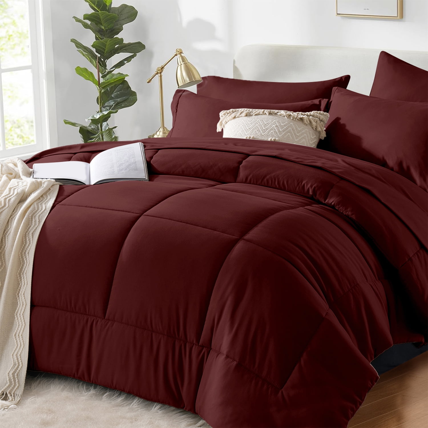 richhome Set di biancheria da letto con geometria, set di biancheria da letto in stile bohémien, per tutte le stagioni, copripiumino matrimoniale in piuma moderna con 2 federe