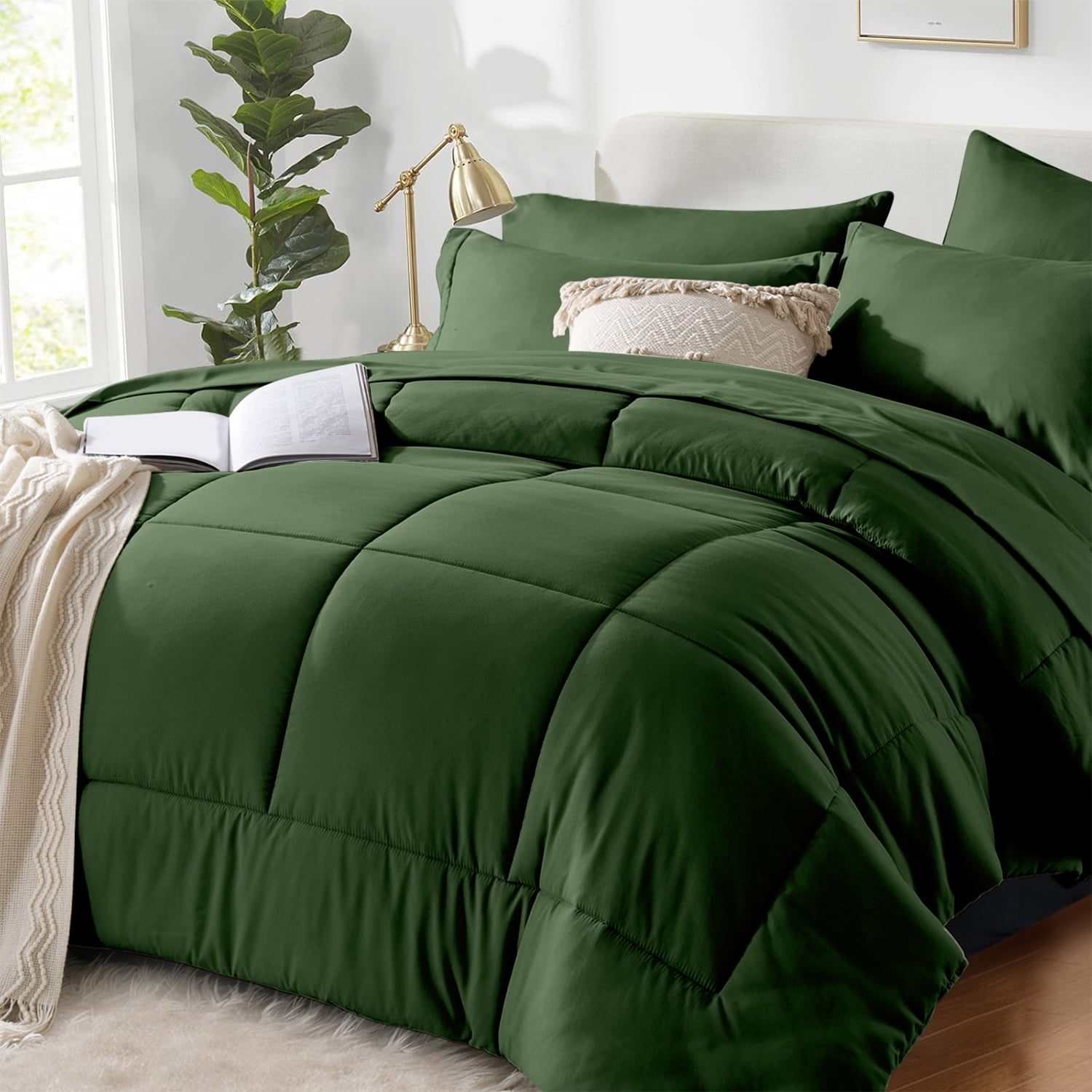Flymme Queen Comforter Set Forest Green Bed in a Bag Queen Size 7 — free download