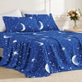 thumbnail image 1 of Flymme Queen Size Celestial Sheet Set Blue, Soft Breathable Moon & Star Bedding for Bedroom Decor,Includes 1 Fitted Sheet, 1 Flat Sheet and 2 Pillowcases, 1 of 8