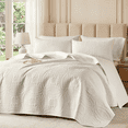 thumbnail image 1 of Flymme Quilt for King Beds,3-Piece Off White Bedspreads Soft Lightweight Coverlet Modern Style Coin Pattern Bed Cover Set for All Season, 1 of 7