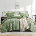 thumbnail image 1 of Flymme Tufted Boho Comforter Set with Sheet,7 Pieces Sage Green Queen Bed in a Bag Simply Shabby Chic Bedding Green Bed Sets for Women Man, 1 of 8