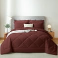 thumbnail image 1 of Flymme Twin Comforter Set Burgundy 5 Pieces Bed in a Bag , Soft Microfiber Red Comforter Bedding Sets with Flat Sheet, Fitted Sheet, Pillowcases, 1 of 9