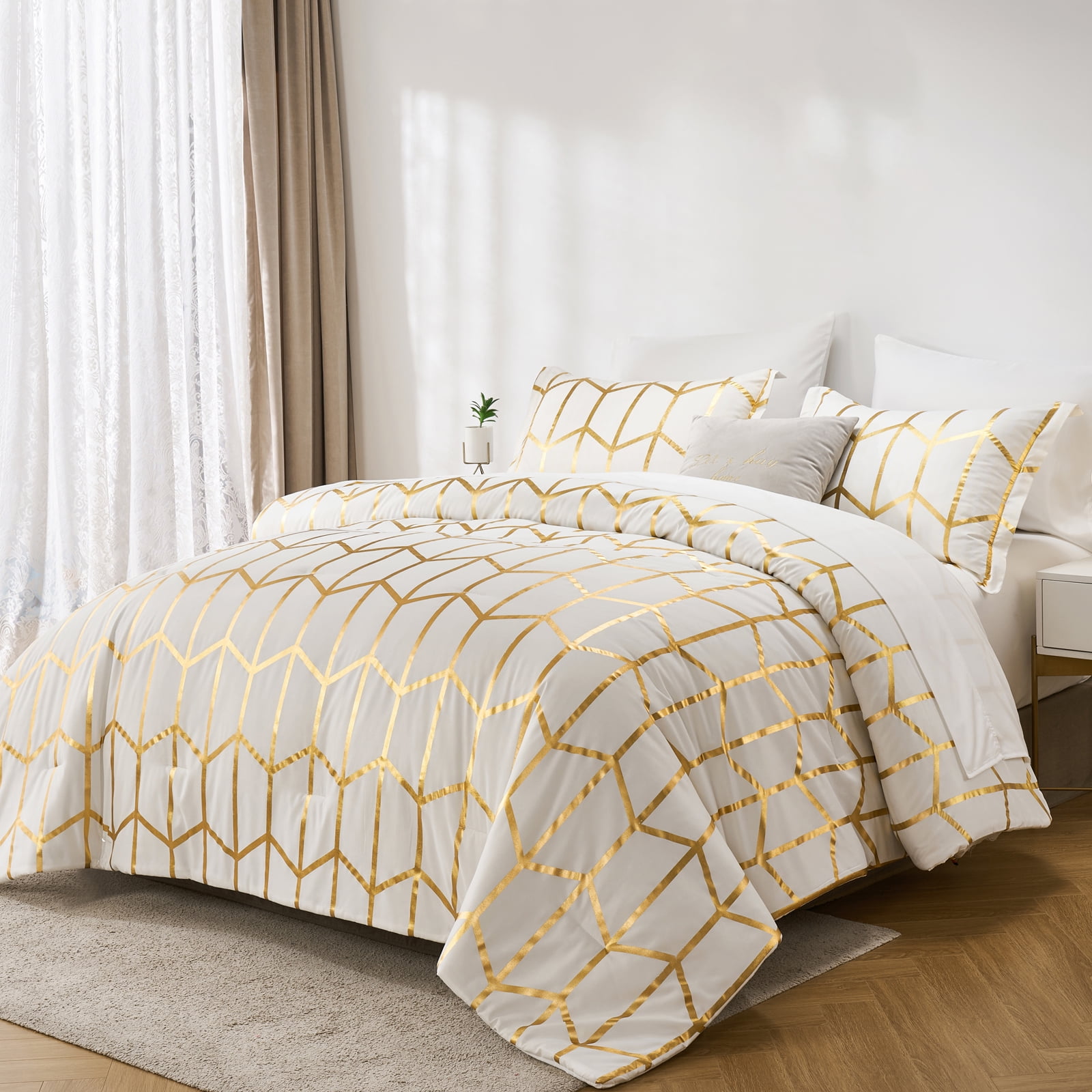 White And Gold Comforter