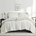 thumbnail image 1 of Flymme White Stripe Comforter Set Queen Size 7 Pieces Boho Bed in a Bag Lightweight Soft Microfiber Shabby Chic Bedding for All Season, 1 of 8