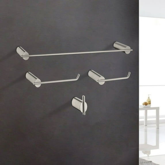 Flynama 4 - Piece Bathroom Hardware Set Silver Brushed Nickel Finish