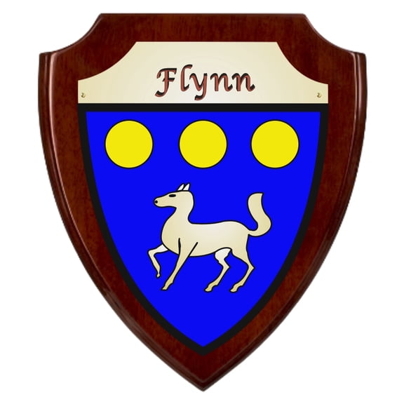 Flynn Irish Coat of Arms Shield Plaque - Rosewood Finish