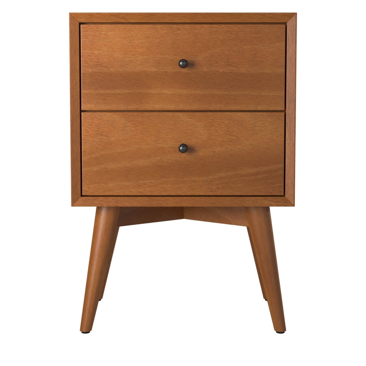 Flynn Mid Century Modern 2 Drawer Nightstand Acorn