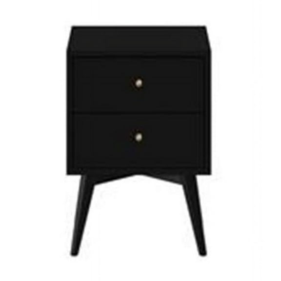 Flynn Mid Century Modern 2 Drawer Nightstand, Black - 26 x 18 x 15 in.