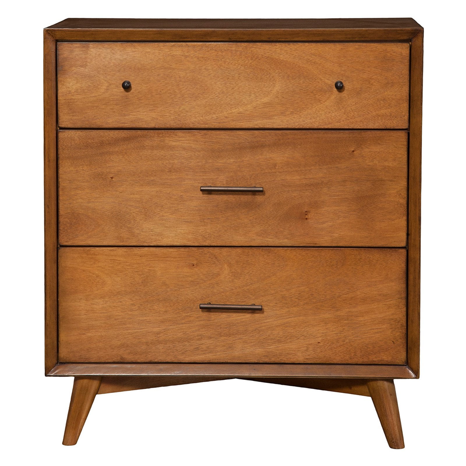 Flynn Transitional 3-Drawer Solid Mahogany Chest in Acorn Brown