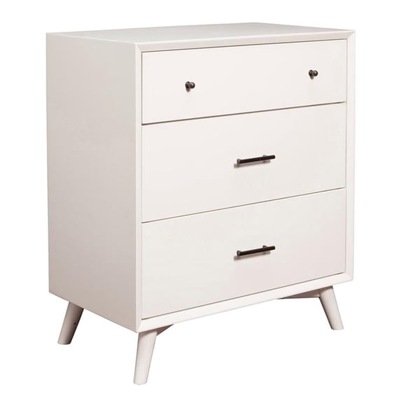 Flynn Mid Century Modern 3 Drawer Small Chest in White Finish