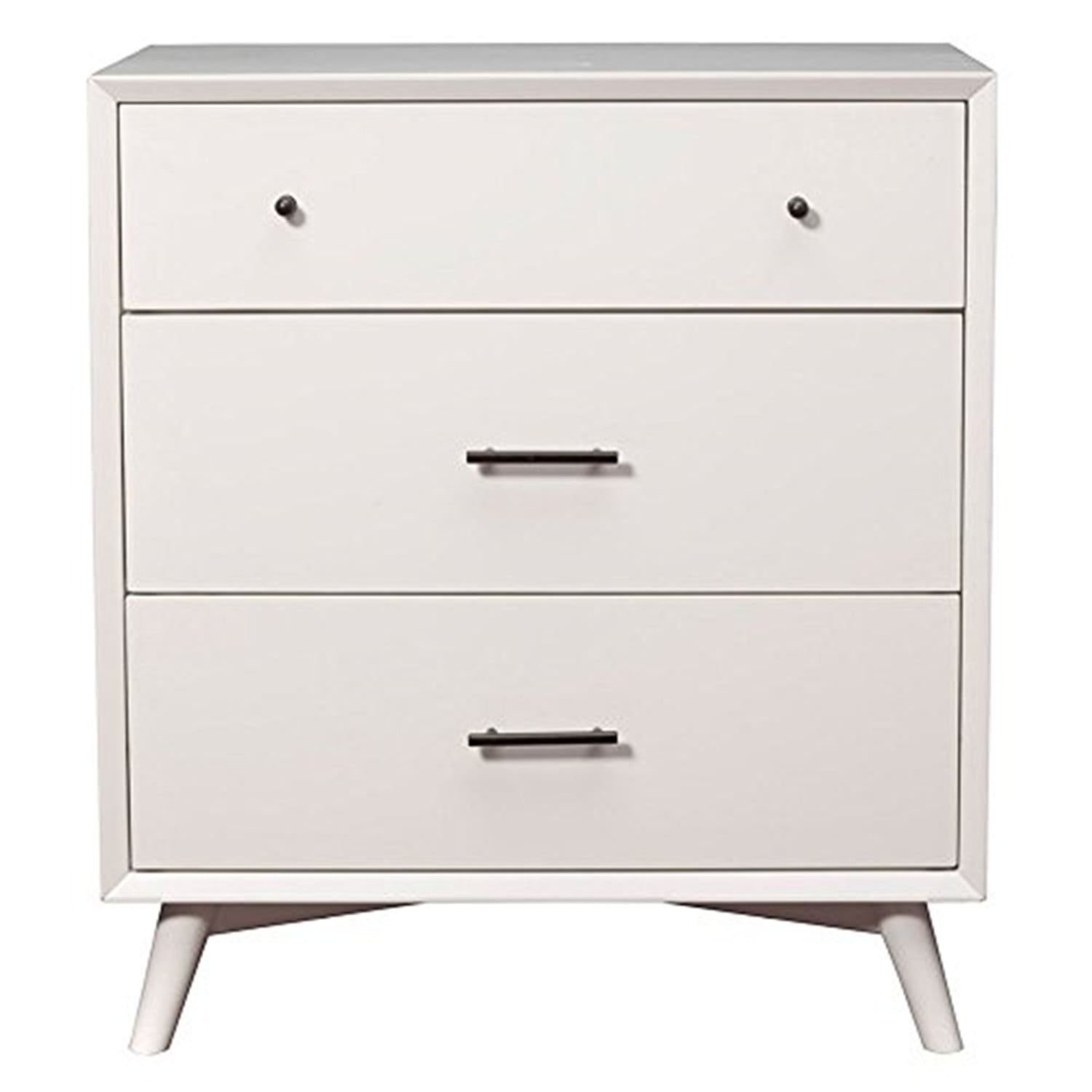 Flynn Transitional 3-Drawer Solid Mahogany Chest in White