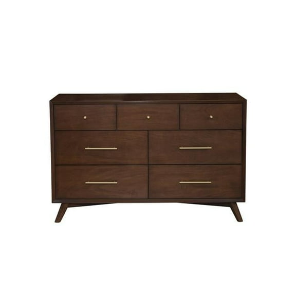Flynn Mid Century Modern 7 Drawer Dresser, Walnut