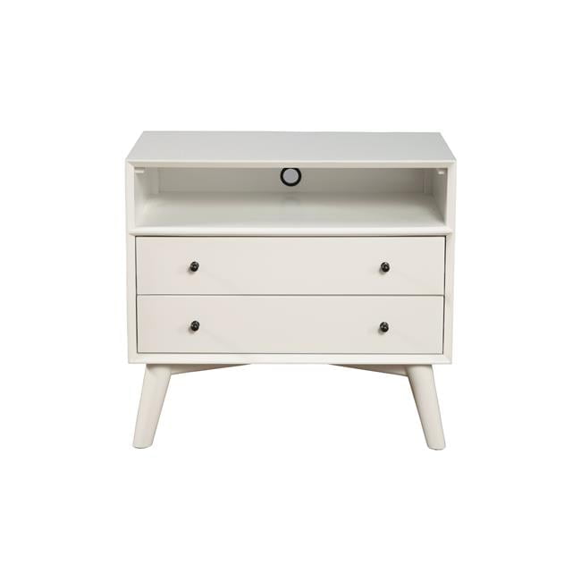 Gray Transitional 28" Mid-Century Modern 2-Drawer Nightstand