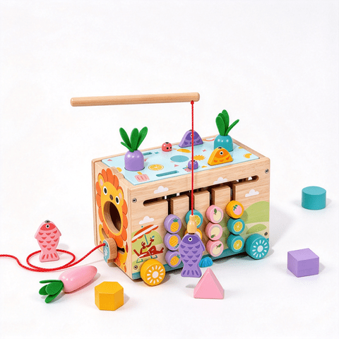 Flynow Baby Toys Wooden Montessori Toys for 1 Year Old with Xylophone & Fishing Game - Educational Learning Toddler Activities for 1 2 3 Year Old Christmas Birthday Gifts