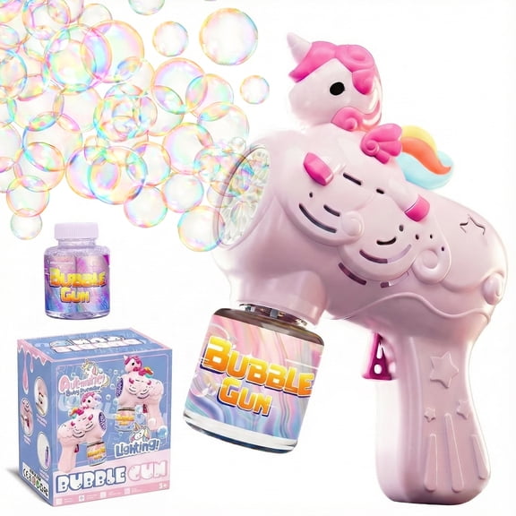 Flynow Bubble Gun Toy for Toddler 1-3 Years Old, Bubble Machine for Kids Girl Boy Age 3-8, Bubble Blower Maker for Summer Outdoor Party Garden Birthday Gift