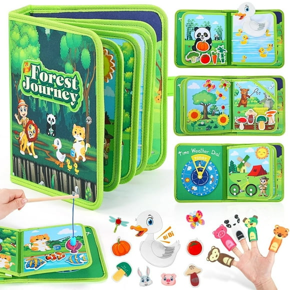 Flynow Busy Board Montessori Toy Forest Journey Busy Book for Toddler 1-3, Sensory Early Learning Educational Travel Toy for Baby Age 2, Birthday Christmas Baptism Gift for Kids Boy Girl 4 Year Old