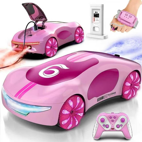 Flynow Remote Control Car, RC Drift Toy for Kids 3 4 5 6 7 8 9 10 11 Year Old, 2.4GHz 1200mAh 360° Rotate Cars with Light Sound Spray, Christmas Birthday Gift for Adults Boys Girls Age 12+