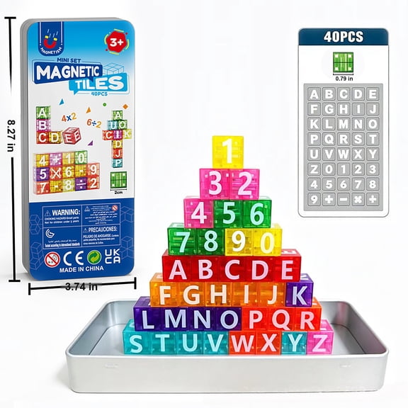 Colorfish Alphabet Blocks Letters and Numbers 40pcs Educational Learning Toys for Kids 3-8,Portable Travel Letter Number Blocks Toys Math Kit Montessori Preschool Gifts Boys Girls