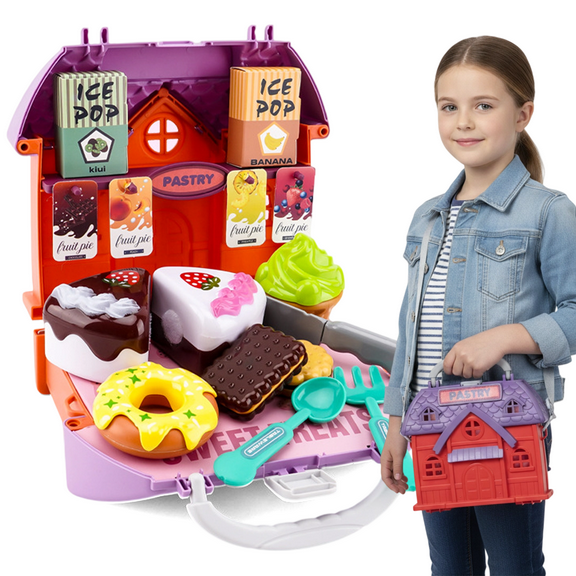 Flynow Kids Pretend Play Food Dessert Toy for Toddler 1-3 Year Old, 21pcs Playset with Storage Box, Cake, Cookies, Christmas Birthday Gift for Child Boys Girls Age 2 4 5 6 7 8 9 10