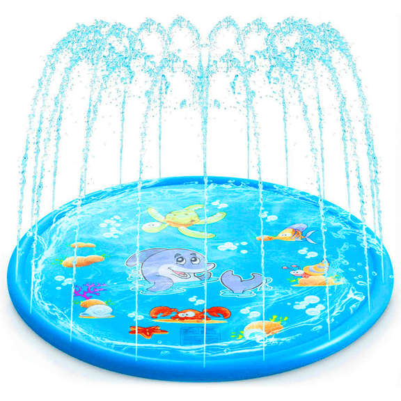 Flynow Splash Pad Sprinkler for Kids 39" Splash Play Mat Outdoor Water Toy Inflatable Splash Pad Baby Toddler 1-3 Years Old Pool Boy Girl Children Outside Backyard Dog Sprinkler for Age 2 4 5 6 7 8