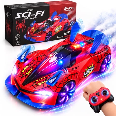 Colorfish Transform RC Cars Toys with Eye & Underbody Lights, 2.4GHz Remote Control Car One-Button Deformation, Fast 360°Rotation Robot Toys Birthday Gifts for 3 4 5 6 7 8 9 10 Year Old