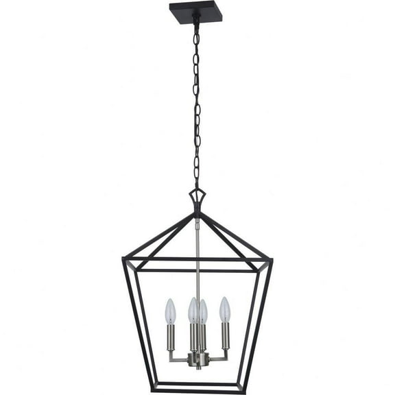 Flynt Ii 4 Light Foyer in Transitional Style-19.5 inches Tall and 12 Inche Wide-Flat Black/Brushed Polished Nickel Finish Bailey Street Home