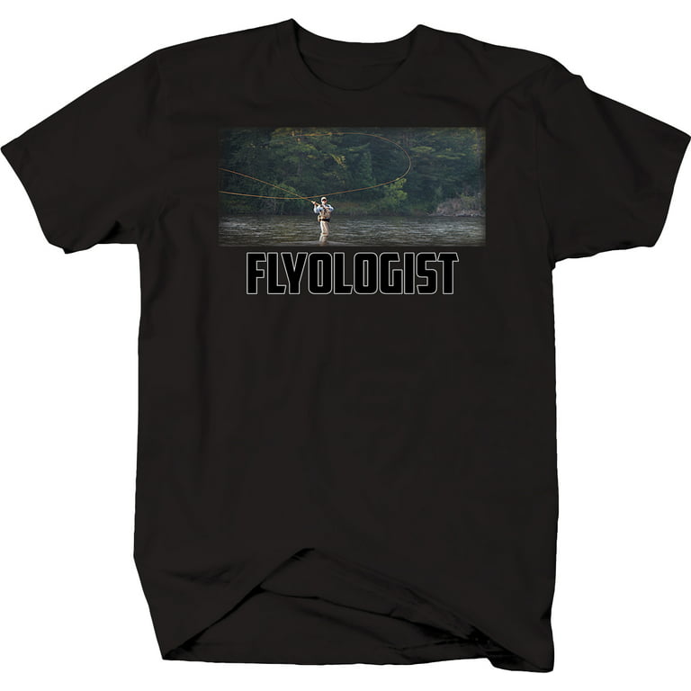 Flyologist Fly Fishing River Lake Black Shirts for Men 3XL