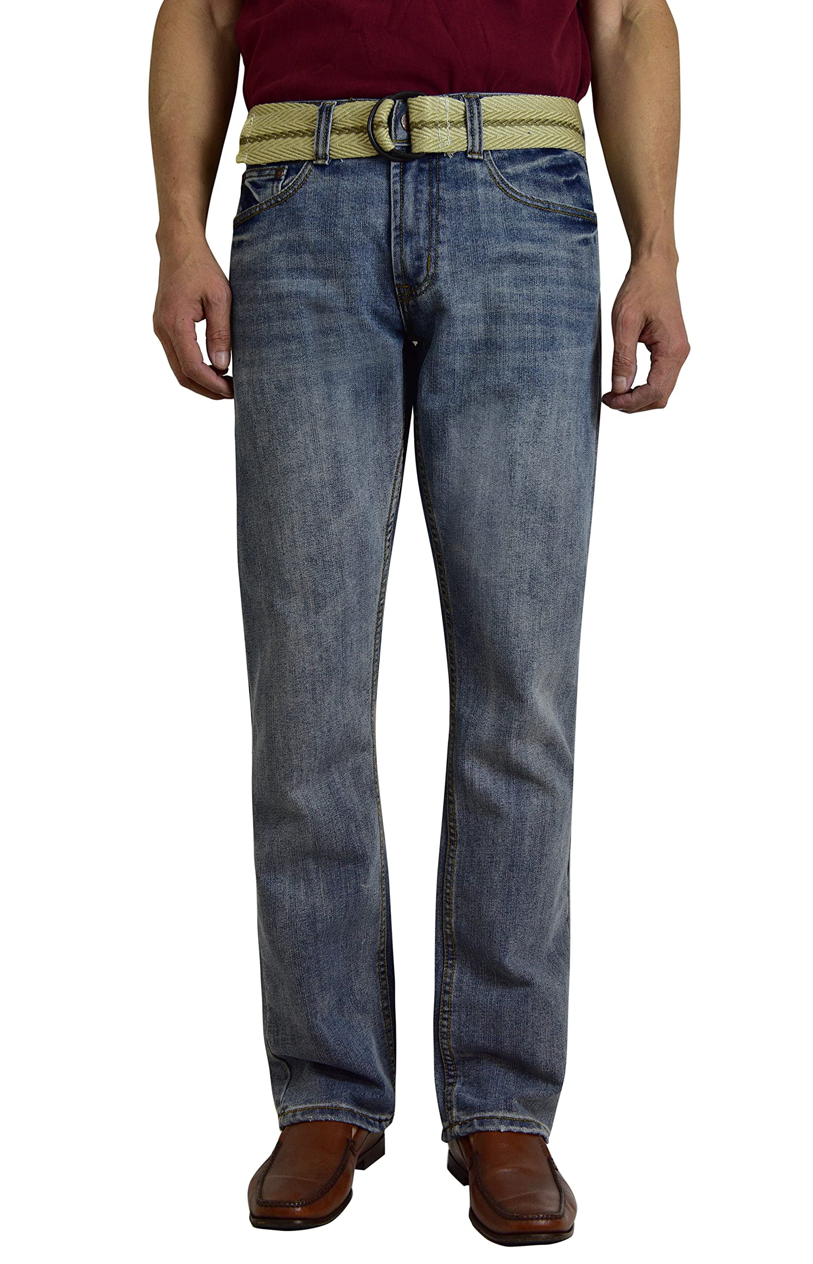 Flypaper Mens Fashion Jeans Straight Leg Regular Fit Light Blue Without  Belt 36X30