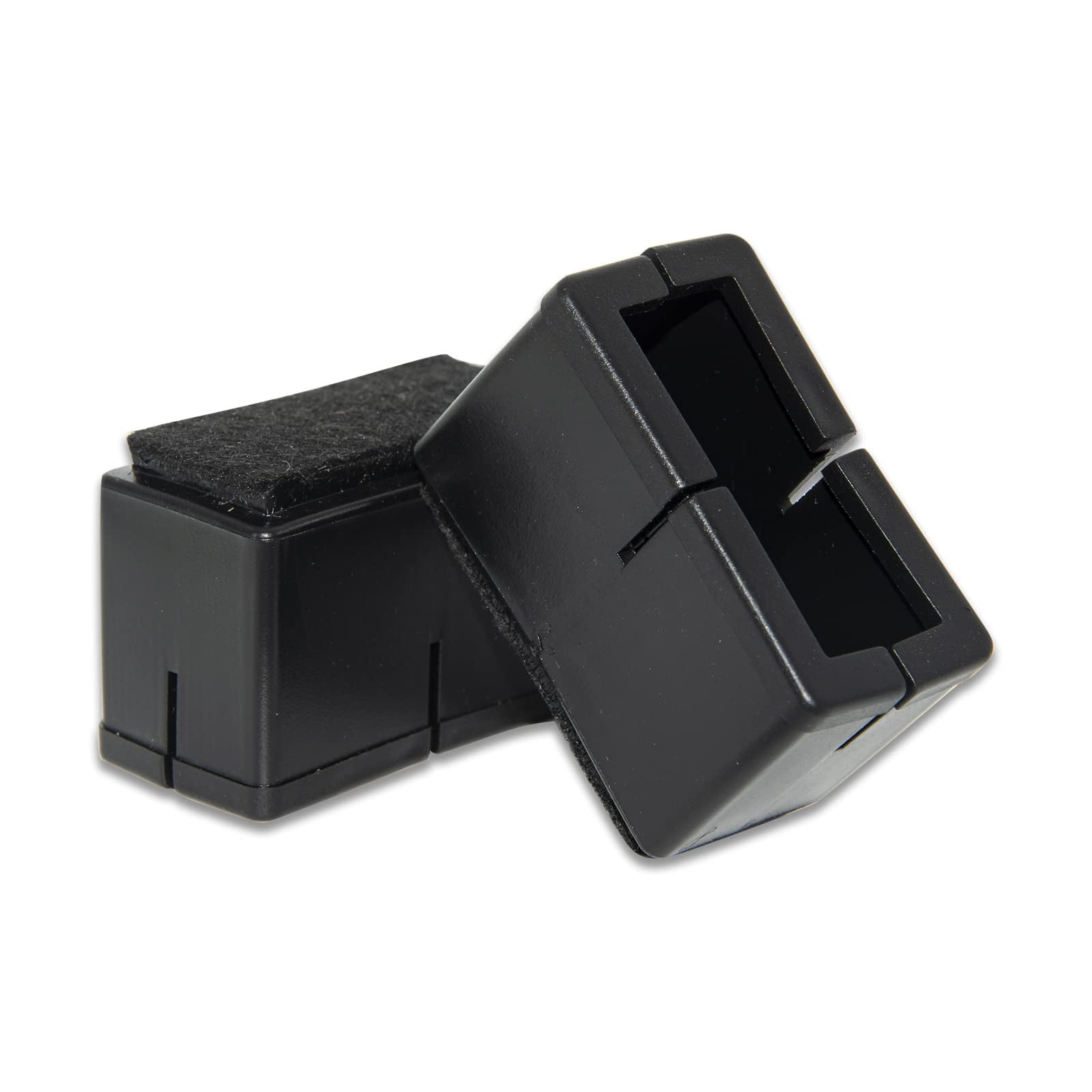 Flyshop 12 Pieces Black PVC Rectangle Chair Leg Caps Furniture Table Feet Covers Felt Pads for Hardwood Floor Protector, Fit Length 39 to 48 mm, Width 24 to 30 mm