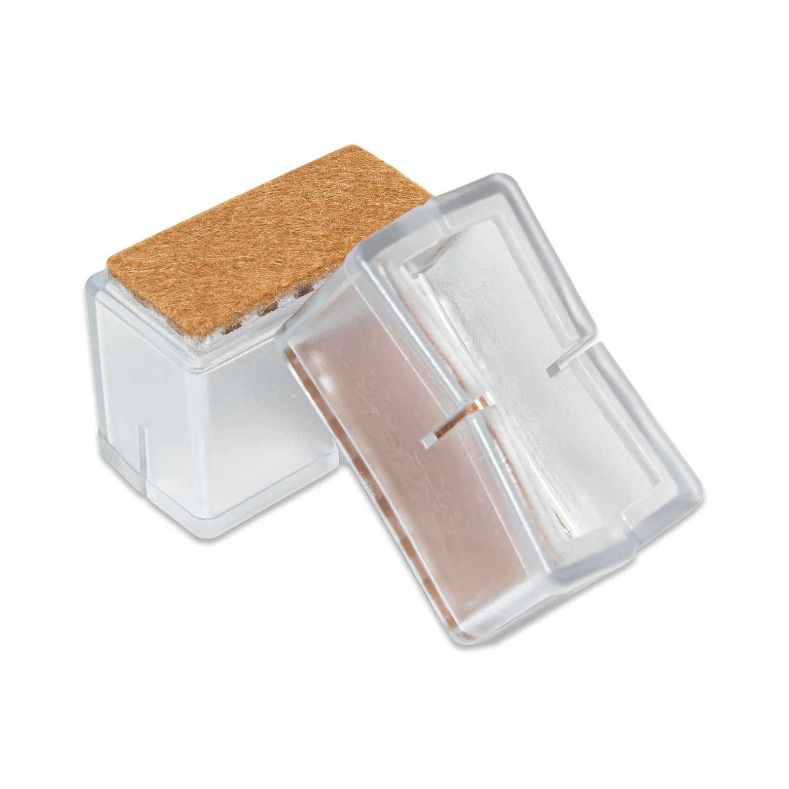 Flyshop 12 Pieces Transparent PVC Rectangle Chair Leg Caps Furniture Table Feet Covers Felt Pads for Hardwood Floor Protector, Fit Length 39 to 48 mm, Width 24 to 30 mm