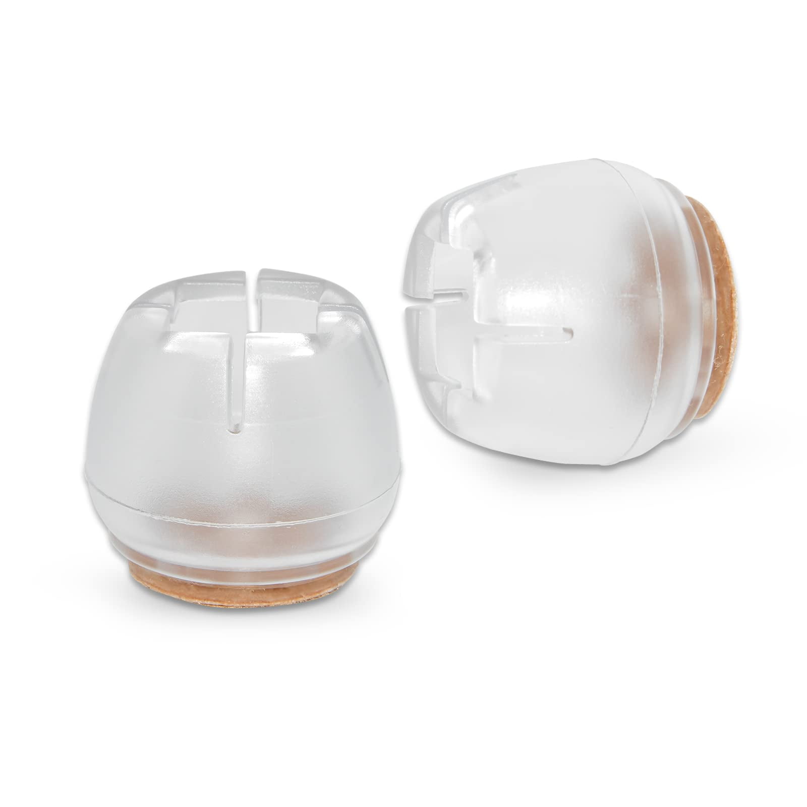 Flyshop 16PCS Transparent Furniture Feet Covers Soft PVC Chair Leg Caps Round Hardwood Floor Protectors with Felt-Padded Backing, Size 1-3/4" to 2", 45 to 51 mm