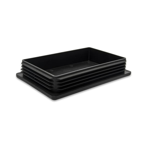 Flyshop 4 Pack Rectangle Plastic Tube Chair Glide Insert Finishing Plug Black Tubing End Cap, 100 x 150 mm, 4" x 6"
