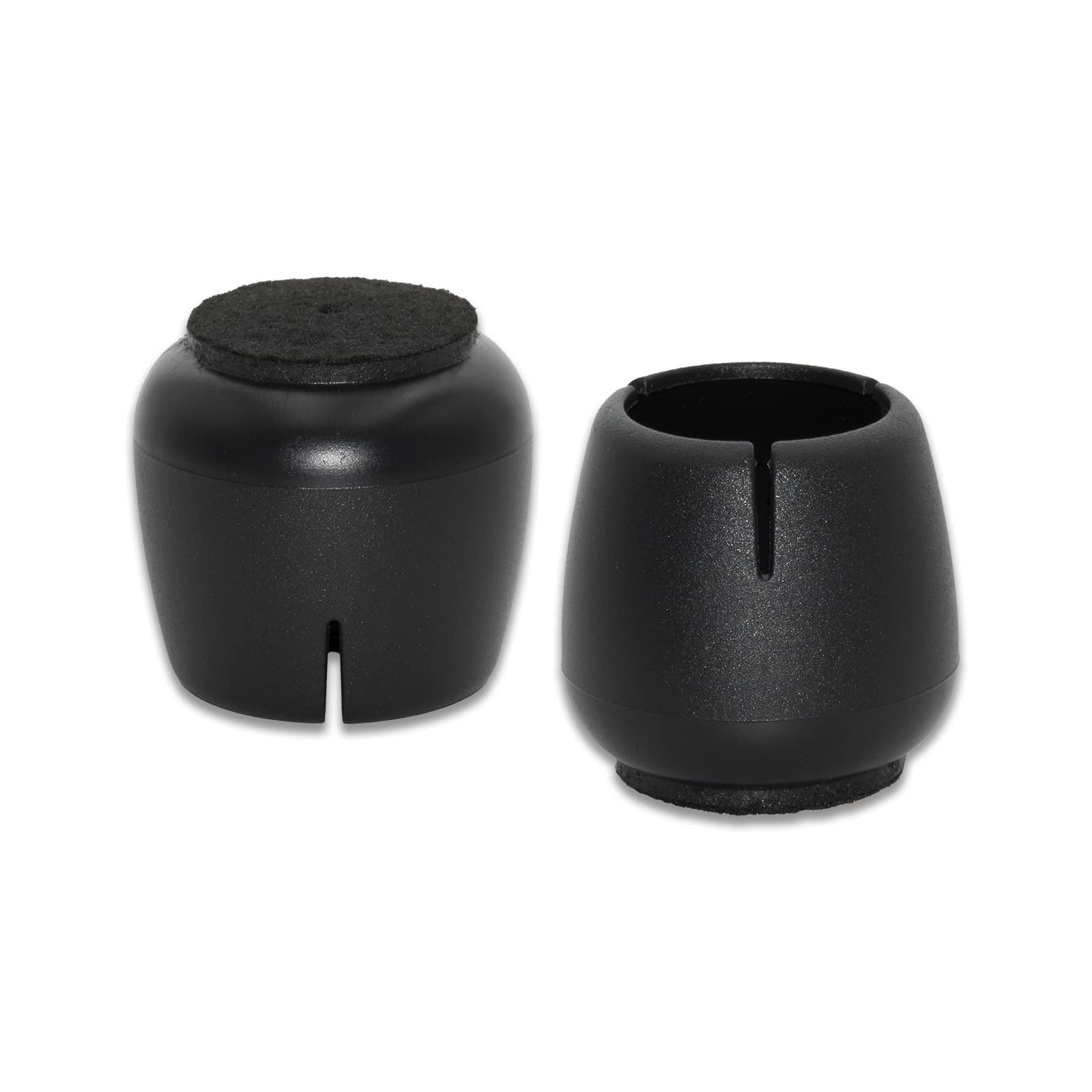Flyshop 4 Piece Flexible PVC Furniture Legs Tips Round Chair Leg Caps with Felt Pads Hardwood Floor Protector, Black, 1-1/8" to 1-3/8" (29 to 33 mm)
