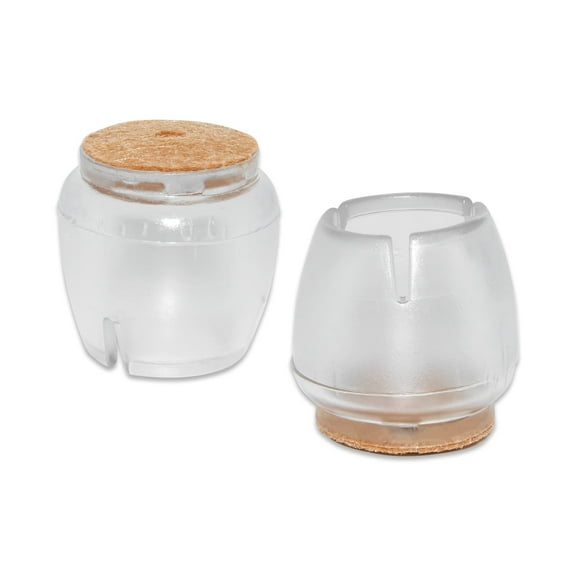 Flyshop 8 Piece Soft PVC Furniture Legs Tips Round Chair Leg Caps with Felt Pads Hardwood Floor Protector, Transparent, 1-1/8" to 1-3/8" (29 to 33 mm)