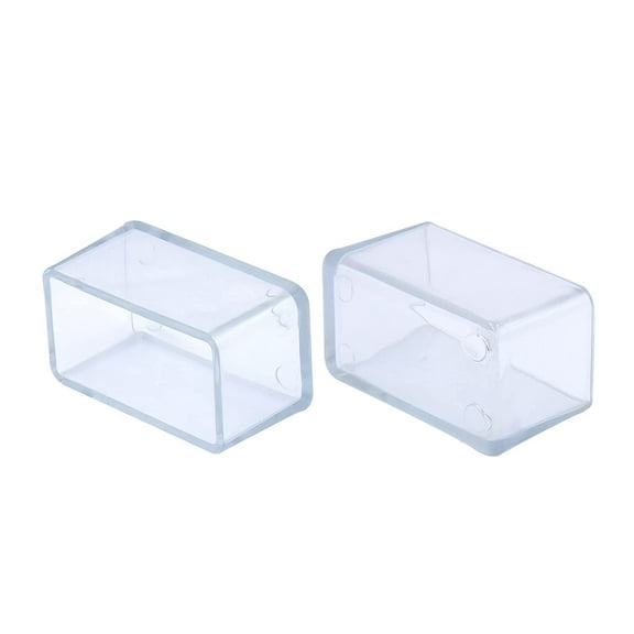 Flyshop 8PCS Chair Leg Caps Tips PVC Patio Floor Protectors Flexible Non-Scratch Rectangle Furniture Table Feet Covers, 1" x 2", 25 x 50 mm, Transparent