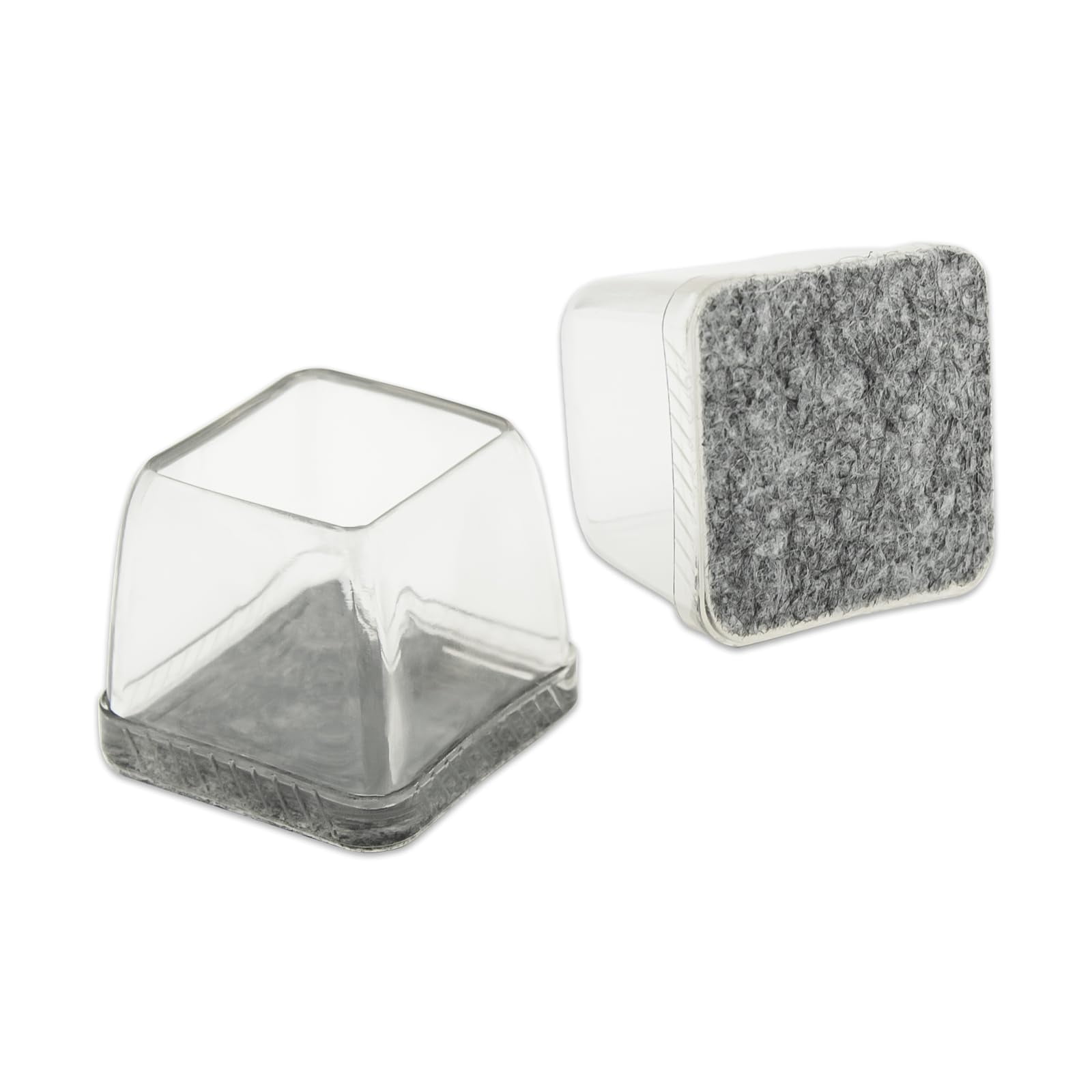 Flyshop 8PCS Durable Square Chair Leg Caps with Felt Pads Prevent Scratches Reduce Noise Protective Caps Felt Furniture Pads Floor Protectors, Transparent, Small: 19 to 25mm