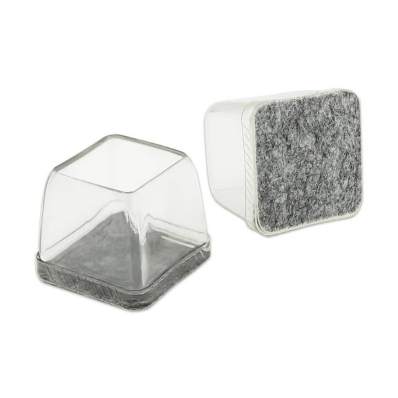 Flyshop 8PCS Durable Square Chair Leg Caps with Felt Pads Prevent Scratches Reduce Noise Protective Caps Felt Furniture Pads Floor Protectors, Transparent, Small: 19 to 25mm
