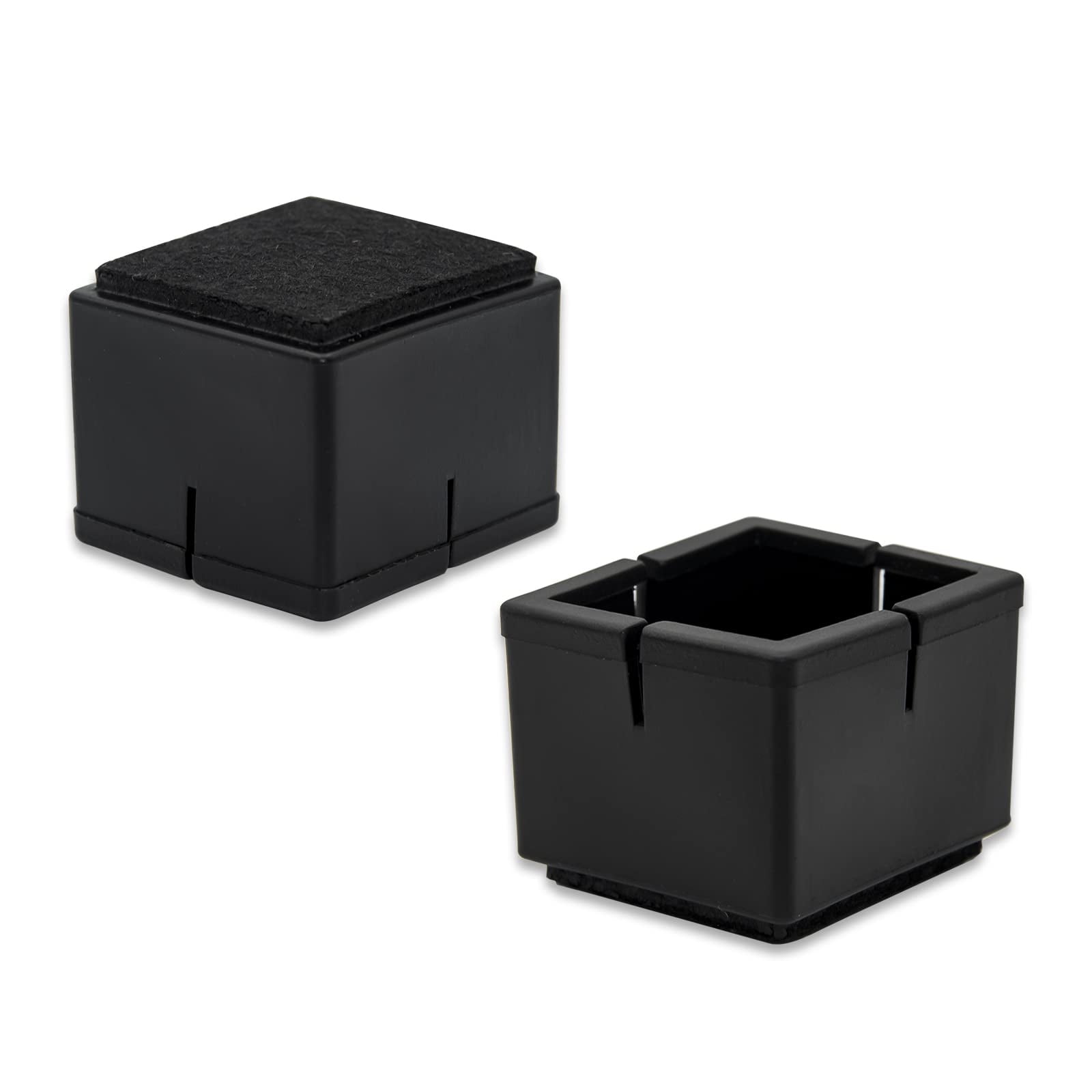 Flyshop 8PCS Rectangle Chair Leg Caps with Felt Pads Durable PVC Protective Feet Cap Prevent Scratches Reduce Noise Felt Furniture Pads, Black Floor Protectors, Length 38 to 44mm, Width 35 to 41mm