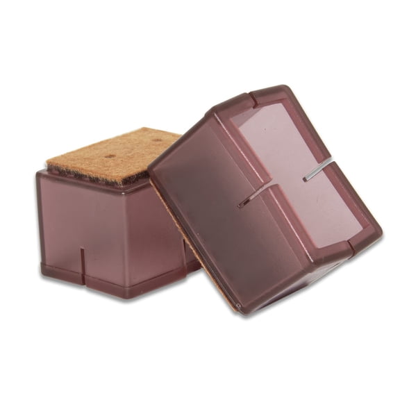 Flyshop 8PCS Rectangle Chair Leg Caps with Felt Pads Durable PVC Protective Feet Cap Prevent Scratches Reduce Noise Felt Furniture Pads, Brown Floor Protectors, Length 39 to 48mm, Width 24 to 30mm