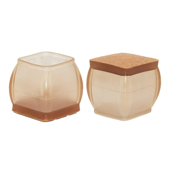 Flyshop 8PCS Square Chair Leg Caps with Felt Pads Durable Chair Leg Floor Protectors for Hardwood Floor Prevent Scratches Reduce Noise, Brown Protective Caps, 22 to 30 mm