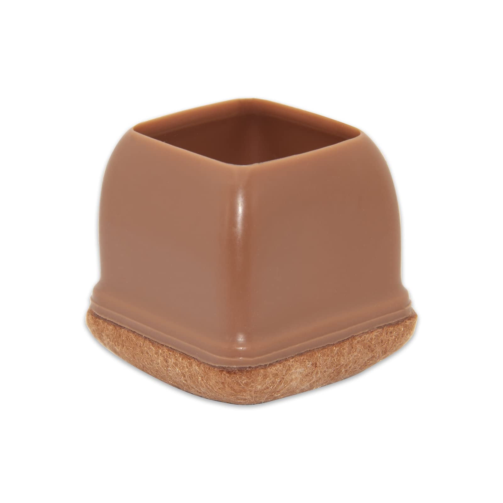 Flyshop 8PCS Square Chair Leg Caps with Felt Pads Durable Floor Protectors for Hardwood Floor Prevent Scratches Reduce Noise Foot Cap, Brown Protective Caps, 19 to 25 mm