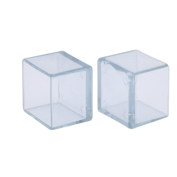 Flyshop Flexible PVC Leg Tips Square Chair Leg Caps Furniture Floor Protectors, 1-1/2" x 1-1/2", 38mm x 38mm, Transparent, 2PCS