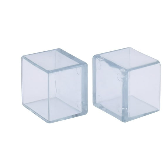 Flyshop Flexible PVC Leg Tips Square Chair Leg Caps Furniture Floor Protectors, 1-1/2" x 1-1/2", 38mm x 38mm, Transparent, 4PCS