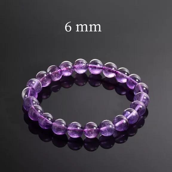 Flyshop Jewelry Natural Amethyst Bracelet, Purple Crystal, Premium Level (Bead Dia. 6mm)