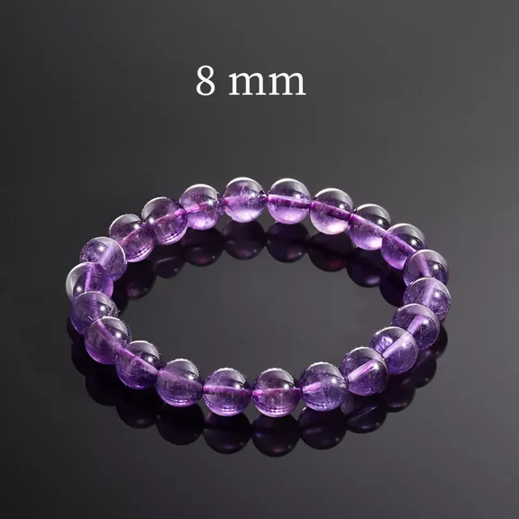 Flyshop Jewelry Natural Amethyst Bracelet, Purple Crystal, Premium Level (Bead Dia. 8mm)