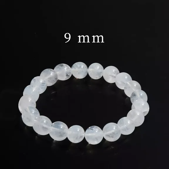 Flyshop Jewelry Natural Blue Needle Crystal Bracelet, Ice Seed, Premium Level (Bead Dia. 9mm)