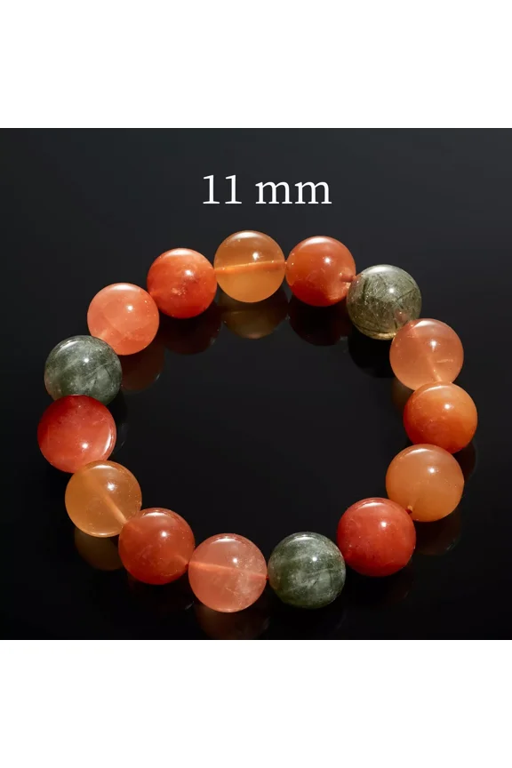 Jewelry Natural Colored Rabbit Hair Bracelet, Colored Rutilated Quartz (Bead Dia. 11mm)